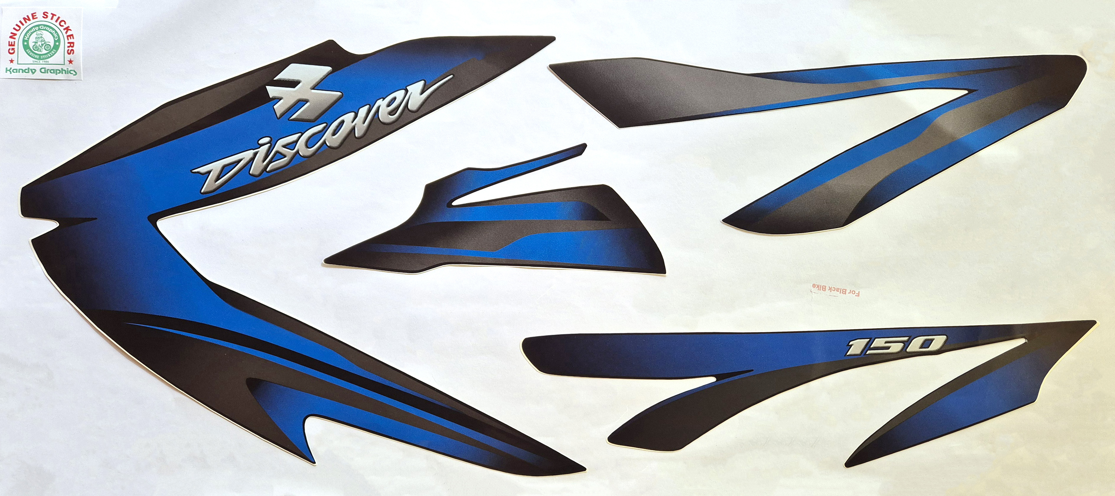 Bajaj Discover 150 New Black Bike - Blue Sticker — DISCOVER sticker Sri Lanka